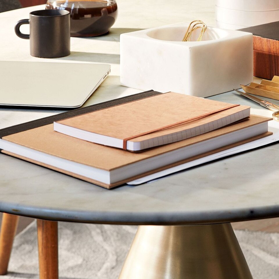 Silhouette Pedestal Marble Round Dining Table (112 cm 152 cm) West